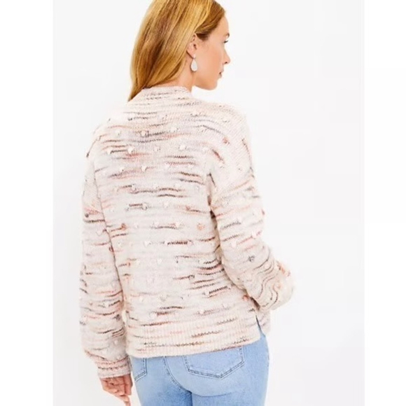 LOFT wool-blend Mock Neck Popcorn Stripe Sweater - Picture 2 of 8